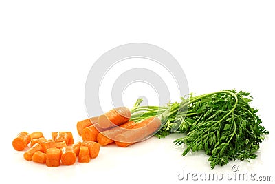 Cut fresh carrots with foliage Stock Photo