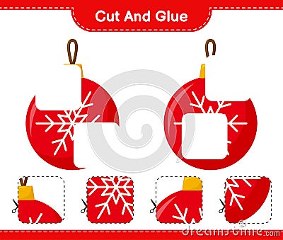 Cut and glue, cut parts of Christmas Balls and glue them. Educational children game Vector Illustration