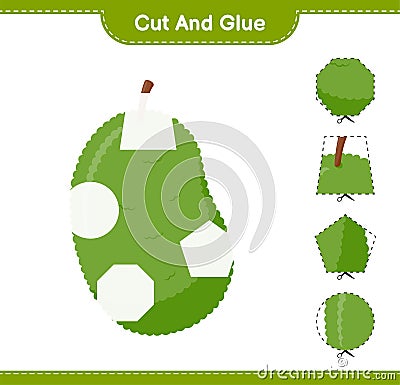 Cut and glue, cut parts of Jackfruit and glue them. Educational children game, printable worksheet, vector illustration Vector Illustration