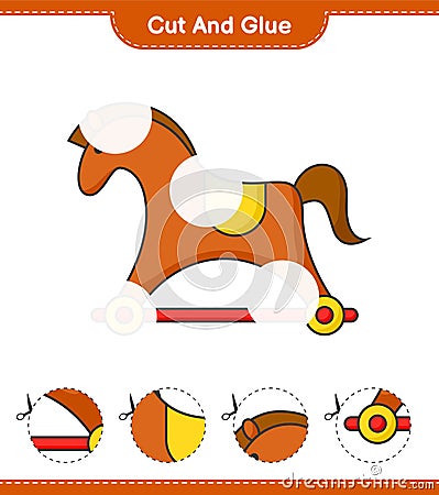 Cut and glue, cut parts of Rocking Horse and glue them. Educational children game, printable worksheet, vector illustration Vector Illustration