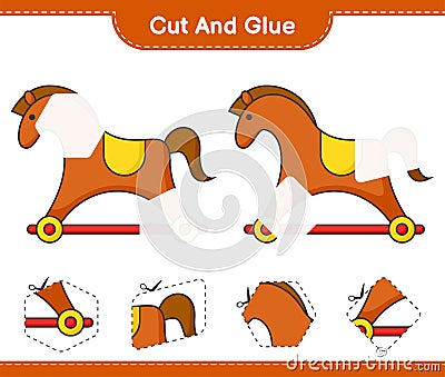 Cut and glue, cut parts of Rocking Horse and glue them. Educational children game, printable worksheet, vector illustration Vector Illustration