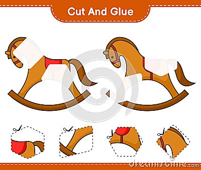 Cut and glue, cut parts of Rocking Horse and glue them. Educational children game, printable worksheet, vector illustration Vector Illustration