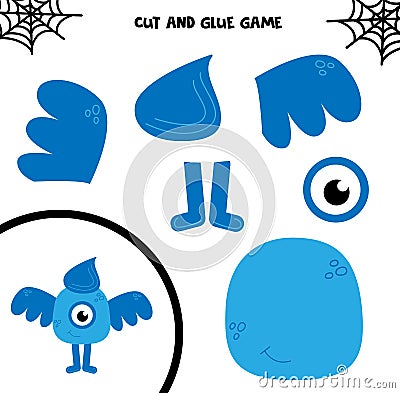 Cut and glue. Hallowen monster. Game for kids. Create your own monster Vector Illustration