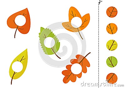 Cut and glue parts of autumn leaves. Vector Illustration