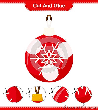 Cut and glue, cut parts of Christmas Balls and glue them. Educational children game Vector Illustration