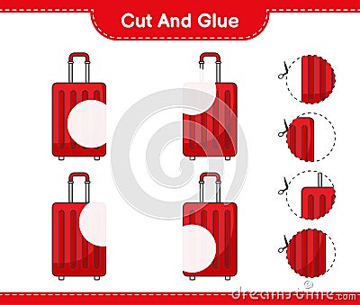 Cut and glue, cut parts of Travel Bag and glue them. Educational children game, printable worksheet, vector illustration Vector Illustration