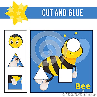 Cut and glue worksheet. Game for kids. Education developing worksheet Vector Illustration