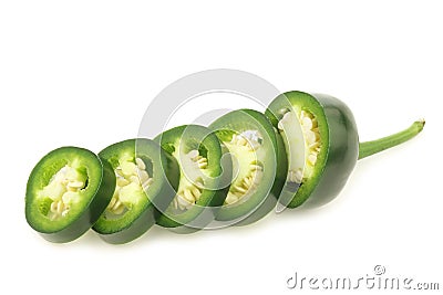 Cut green pepper jalapeno Stock Photo