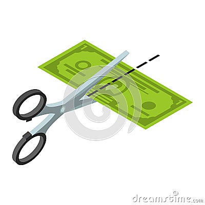 Cut half dollar icon, isometric style Vector Illustration