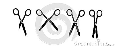 Cut here line icon pack symbol. Paper cut icon with dotted line. Scissors with cut lines. Vector Cartoon Illustration