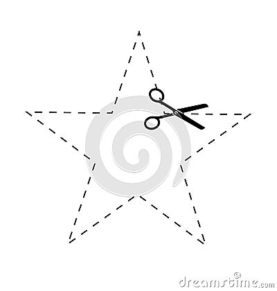 Cut here line icon pack symbol. Paper cut icon with dotted line. Scissors with cut lines. Vector Vector Illustration