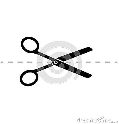 Cut here line icon pack symbol. Paper cut icon with dotted line. Scissors with cut lines. Vector Vector Illustration