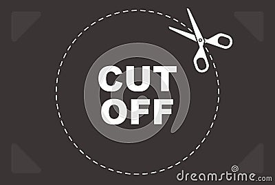 cut mark for scissors. dotted red line. Vector Illustration