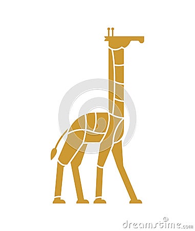 Cut of meat Giraffe. Camelopard silhouette scheme lines of different parts meat. How to cut flesh wild beast. Poster Butchers Vector Illustration