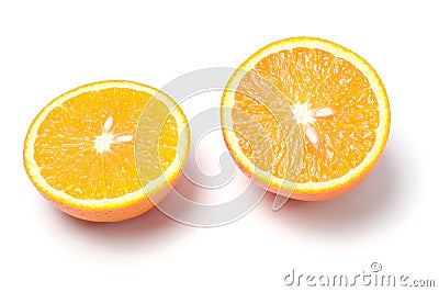Cut orange on white background Stock Photo