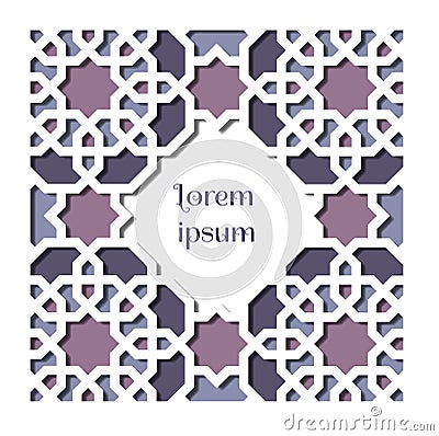 Cut out arabic card template. Vector Illustration