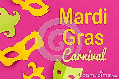 Cut out colored paper figures for the holiday Mardi Gras, colour background. Stock Photo