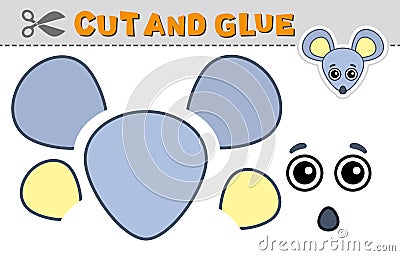 Cut out applique and glue a mouse head. Vector illustration. Paper game for children's creativity, activity and Vector Illustration