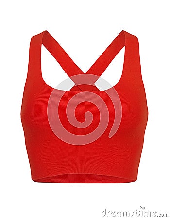 Cut-out of red Razorback Midriff Top On Invisible Mannequin Stock Photo
