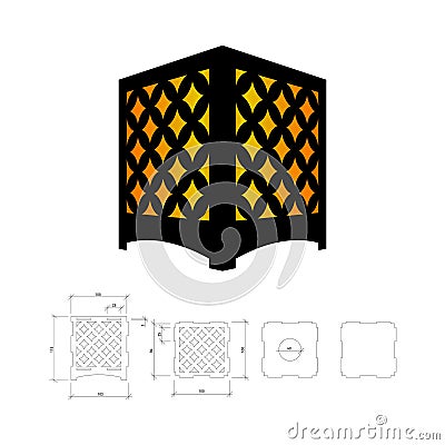 Cut out template for lamp Vector Illustration