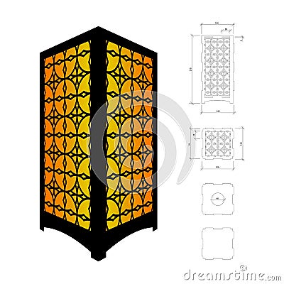 Cut out template for lamp Vector Illustration