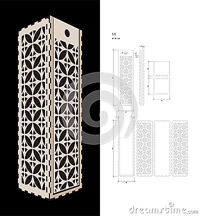 Cut out template for Wine Box Vector Illustration