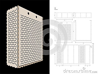 Cut out template for Wine Box Vector Illustration