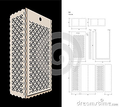 Cut out template for Wine Box Vector Illustration