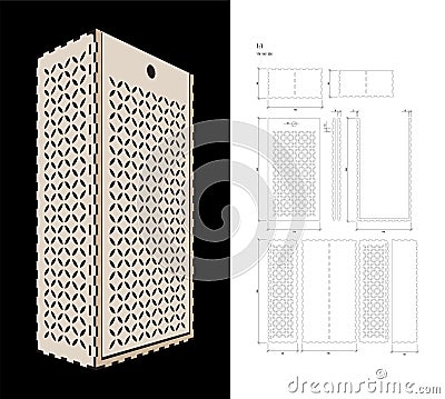 Cut out template for Wine Box Vector Illustration