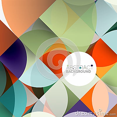 Cut paper circles, mosaic mix geometric pattern design Vector Illustration