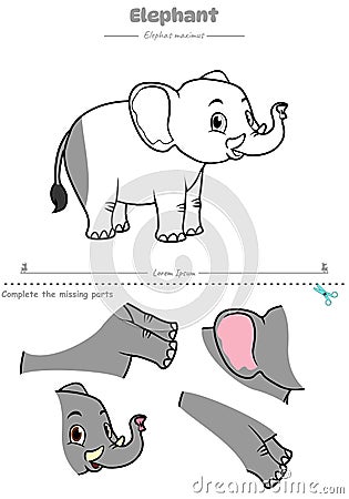 Cut and paste Elephant ready for print Stock Photo