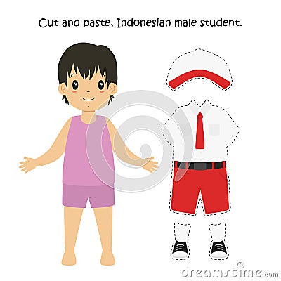 Cut and Paste, Indonesian Male Student Uniform Vector Vector Illustration