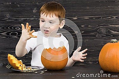 cut a pumpkin for a jack lamp Stock Photo