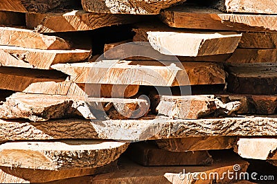 Cut Raw Timber Wood Logs Stock Photo