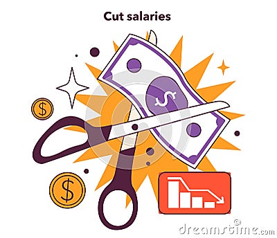 Cut salaries. Effective financial optimization in conditions Vector Illustration
