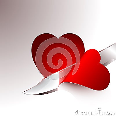 Cut a slice of red heart Vector Illustration