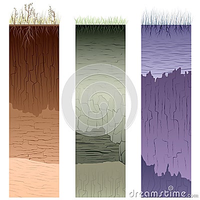 Cut of soil columns (profile). Vector Illustration