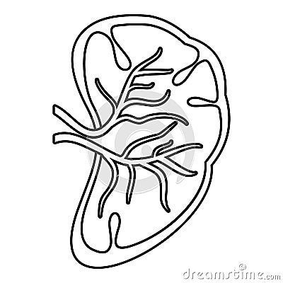 Cut spleen icon, outline style Cartoon Illustration