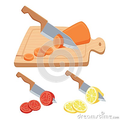 Cut vegetable and fruit Vector Illustration