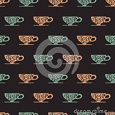 Cute Abstract Teacup And Saucer Vector Seamless Pattern Vector Illustration