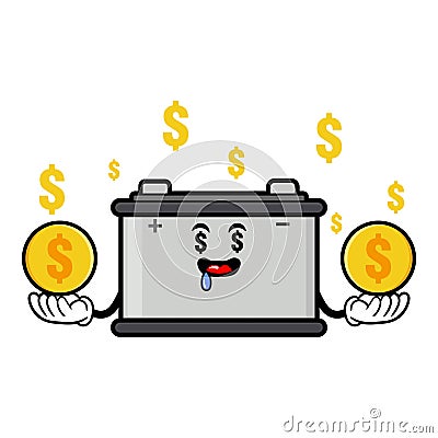 Cute accu cartoon mascot character funny expression Vector Illustration