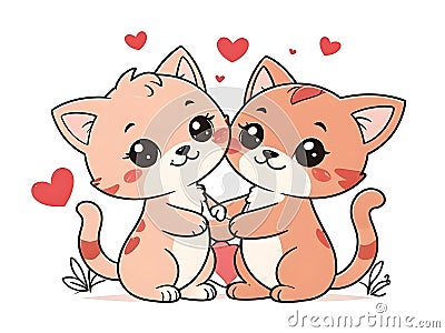 Cute adorable cat in love Stock Photo