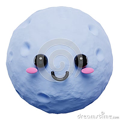 Cute and adorable 3d Moon emoji character emoticon. 3d cartoon Moon icons. Stock Photo