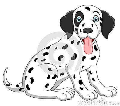 Cute and adorable dalmatian dog sitting on floor Vector Illustration