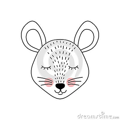 Cute adorable mouse Vector Illustration