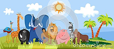 Cute africa animals Vector Illustration