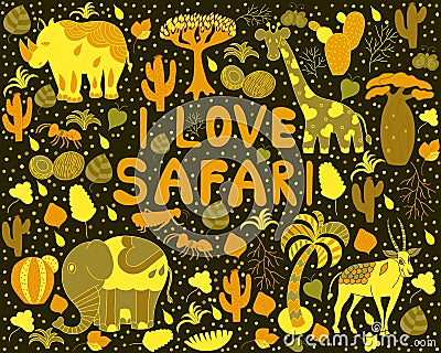 Cute Africa pattern with words Vector Illustration