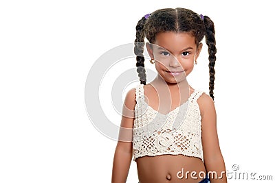 Cute african american small girl isolated on a white background Stock Photo