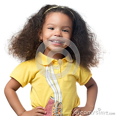 Cute african american small girl smiling Stock Photo