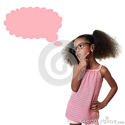 Cute african american small girl thinking Stock Photo